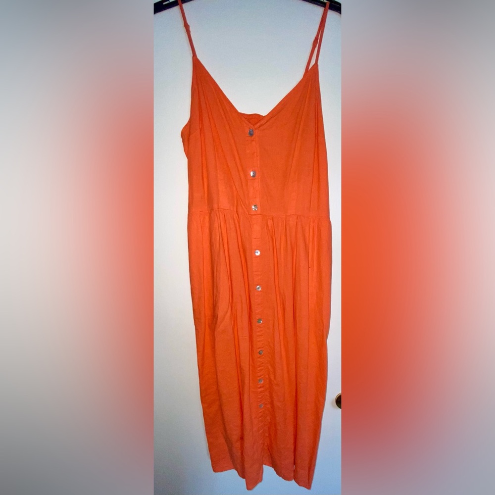 NWT Vibrant Orange Button-Down Dress